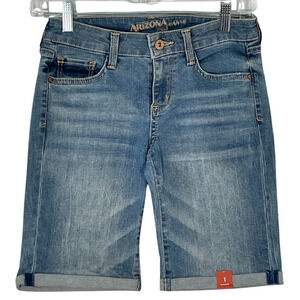 3/$20 Arizona Jeans Junior's Sz 1 Denim Bermuda Shorts Cuffed Distressed New